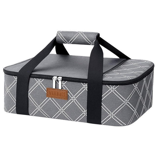 Vuudh Casserole Carrier Bag, Single Insulated Food Bag, Hot Cold Lasagna Holder Tote for Picnic, Potluck or Travel, Lightweight Picnic Bag