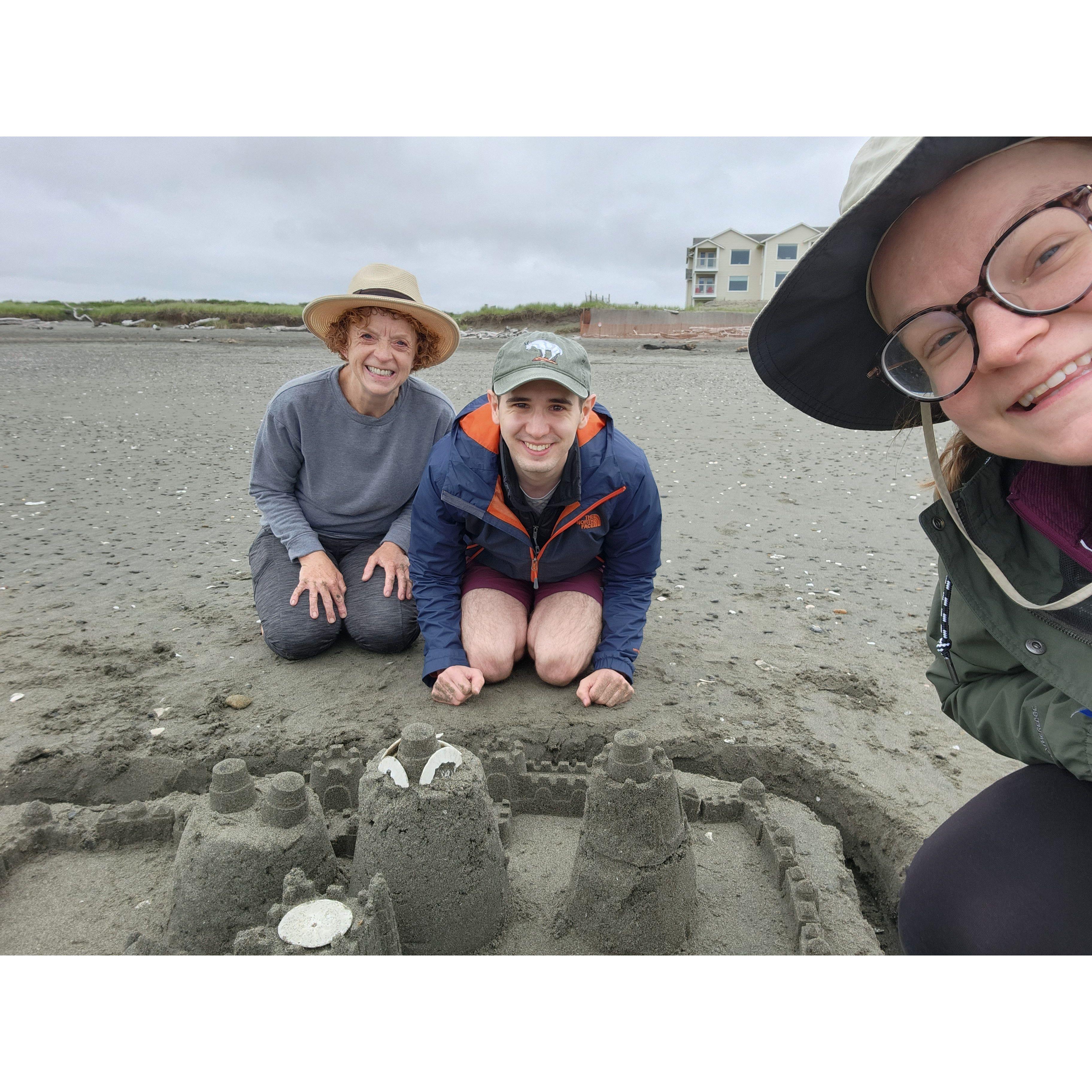 Ryan is now a part of the annual Korf family trip to the beach, including surprisingly strenuous sand castle building!