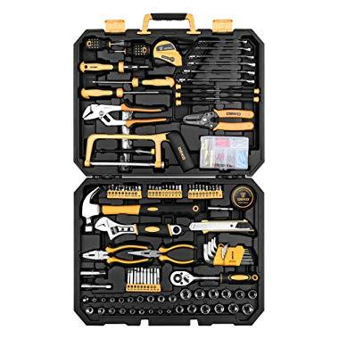 DEKOPRO 198 Piece Home Repair Tool Kit, General Household Hand Tool Set with Wrench Plastic Toolbox
