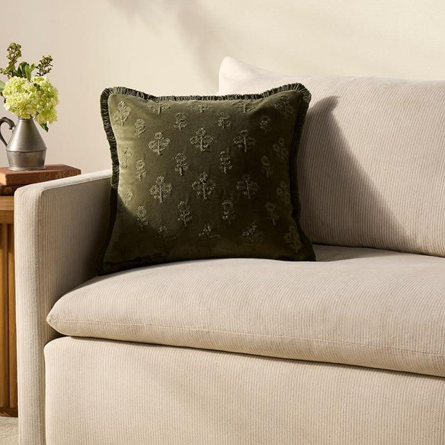 Loloi Chris Loves Julia Darla Collection PCJ0025 Olive 18'' x 18'' Cover Only Pillow