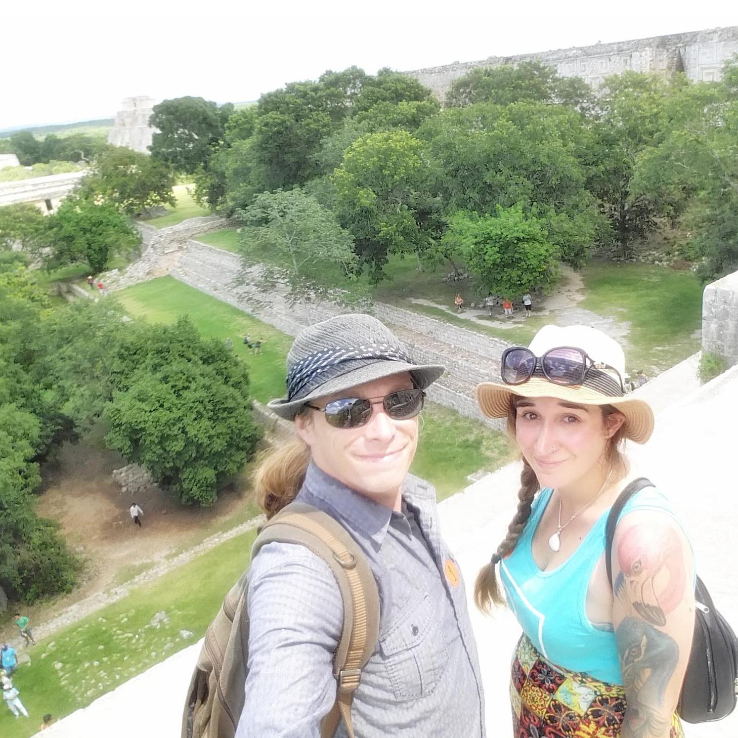 on top of Uxmal's Mayan Ruins