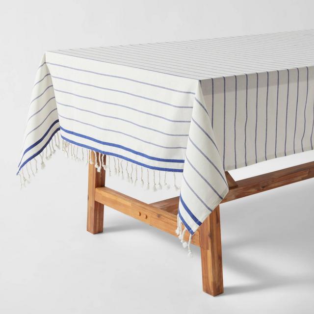 84" x 60" Cotton Woven Tablecloth Blue/White - Opalhouse™