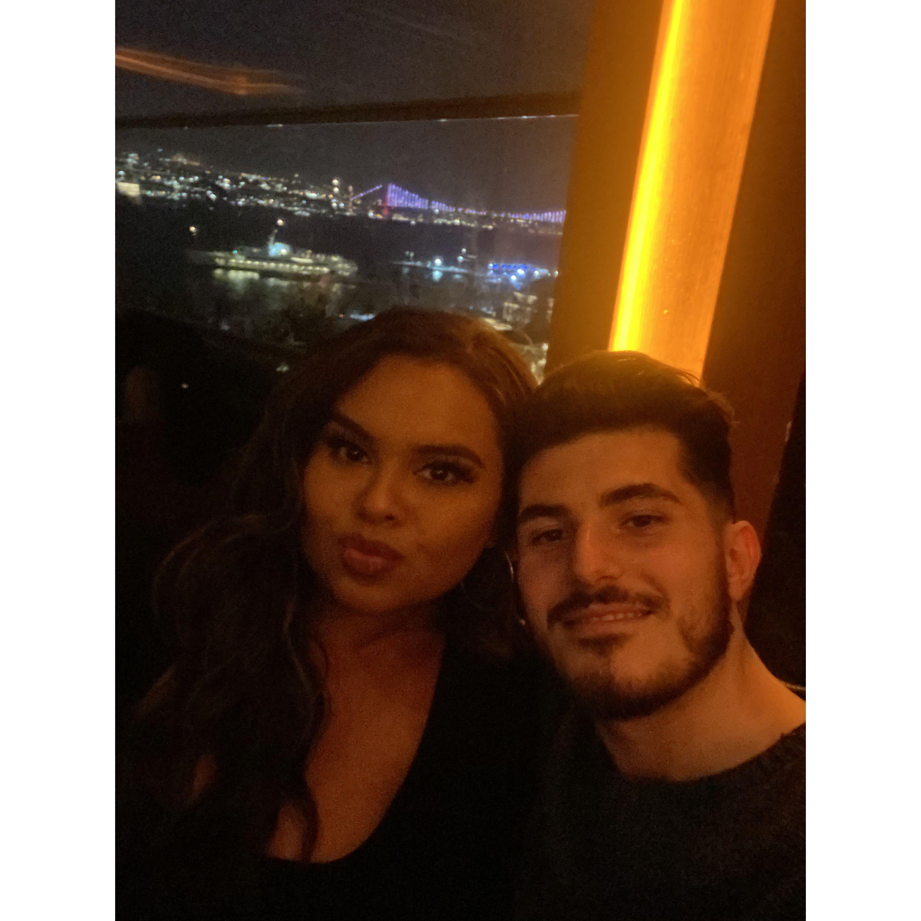 At Sultana's favorite rooftop restaurant in Istanbul with a great view of the city!