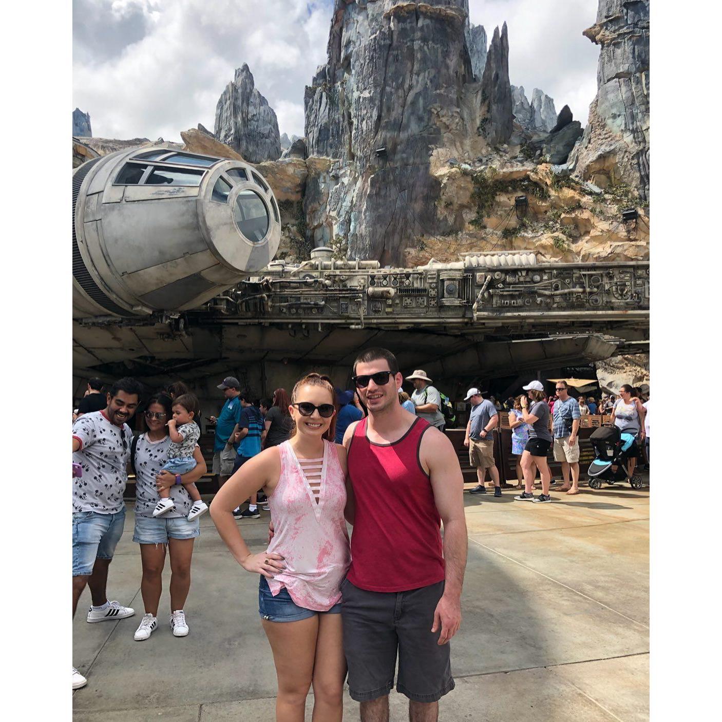 Danielle and Josh celebrating their 5 year anniversary at Galaxy's Edge 8/31/19