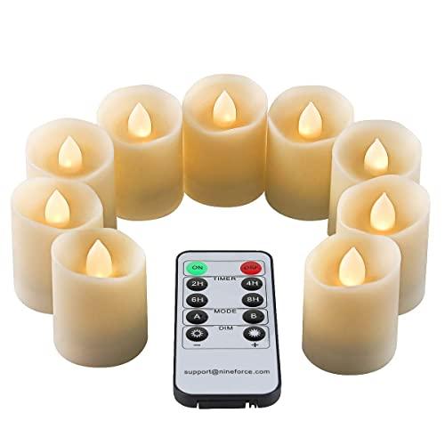 Tea Lights Candles Battery Operated Flameless Candles with Remote Votive Candle with Timer LED Tealights Flickering Candles Unscented LED Realistic Tealight Fake White, 200H 1.8" Set of 9 Candles