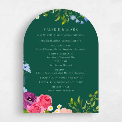 Green Arch Wedding Program - Dicha