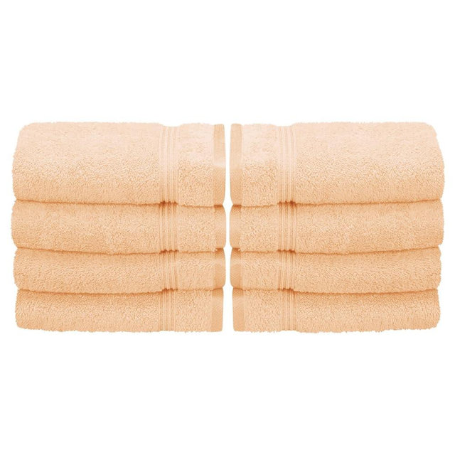 BNM Egyptian Cotton Hand Towel Set, Small Towels For Home Bathroom, Master, Guest Bath, Decor Essentials, Quick Dry, Absorbent Basics, Kitchen, Spa, Hotel, Resort, Adult, Kids, Set of 8, Peach