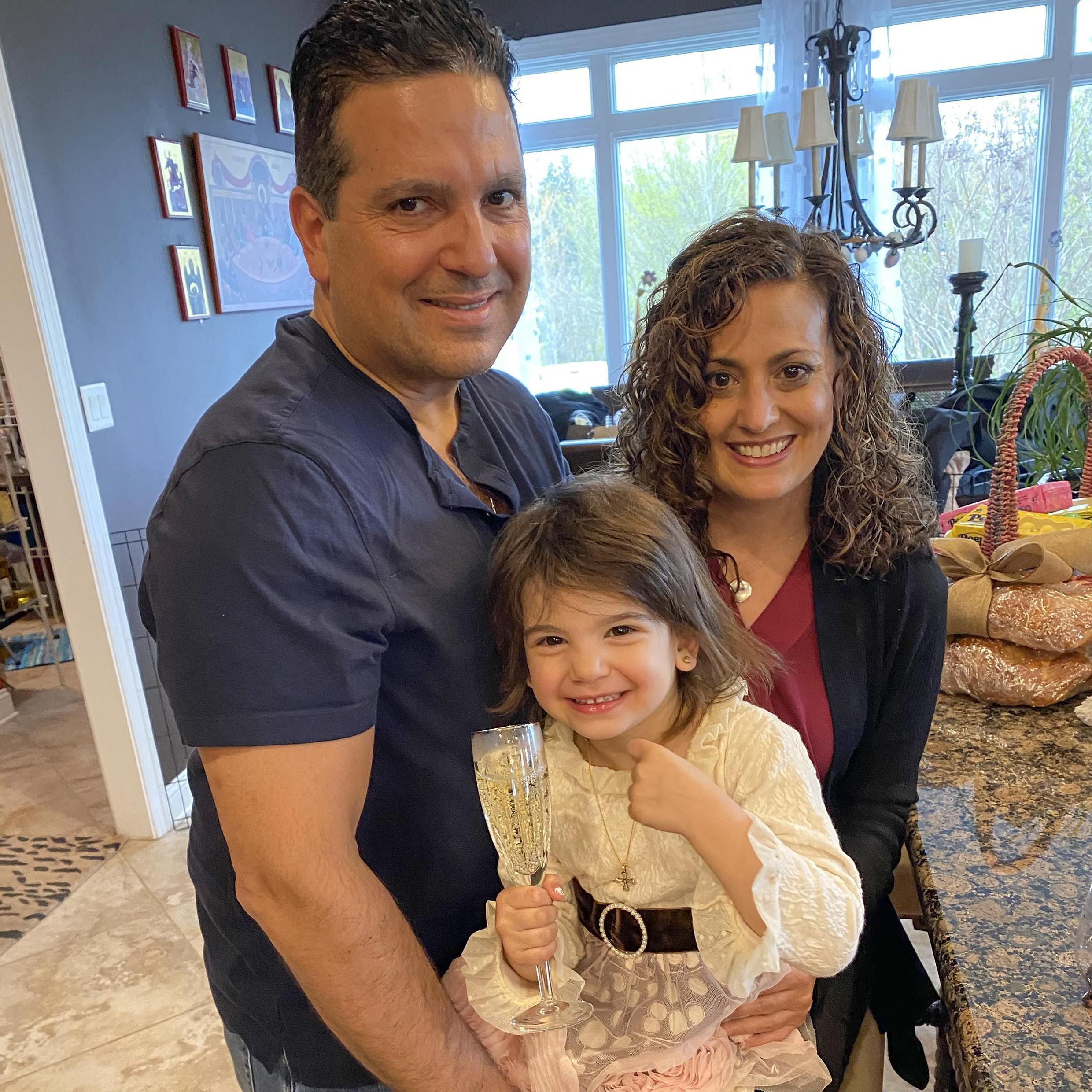 Our first holiday together: Greek Easter, April 2020, at Rhoula's house (Pete's sister) in Kingsville, Maryland.