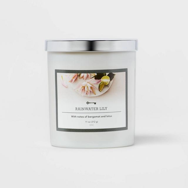 11oz 1-Wick Lidded Glass Candle Rainwater Lily - Threshold™