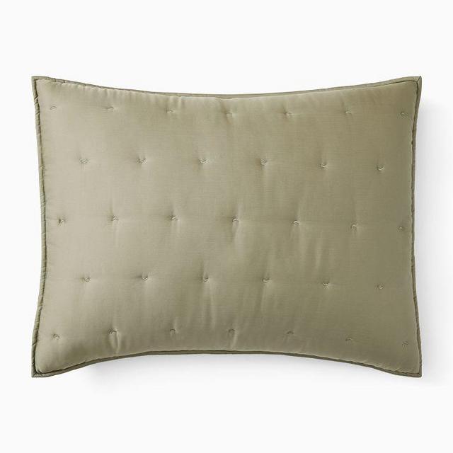 Tencel Crescent Stitch Quilt, King Sham, Elm