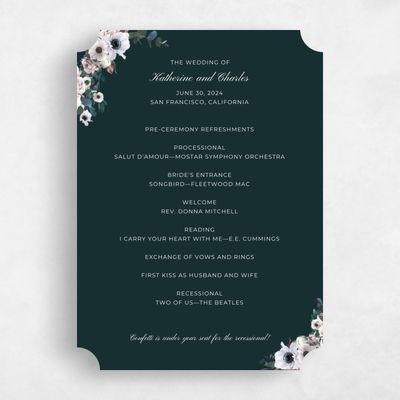 Green Ticket Wedding Program - Napa
