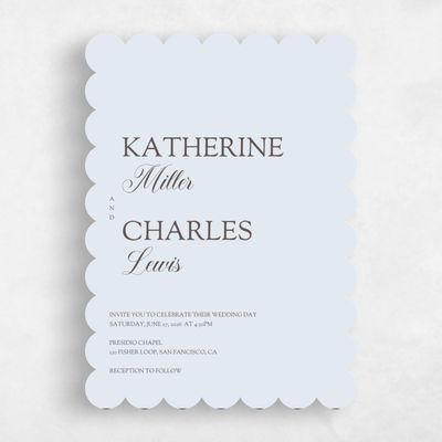 Blue Scalloped Wedding Invitation - Soave Portrait