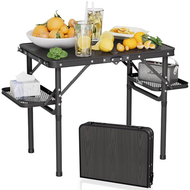 Titanker Folding Camping Table Small 2ft, Small Folding Table Portable with 50% Extra Space, Folding Picnic Table, Portable Beach Table, Car Camping Essentials, Aluminum Light & Solid