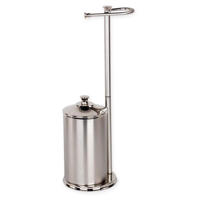 Alumiluxe Rust-Proof Toilet Paper Reserve with Stand in White/Polished Nickel