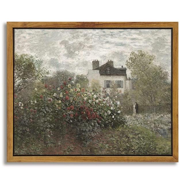 InSimSea Framed Canvas Wall Art Decor, Monet Flower Garden Painting Prints, Vintage Room Decor, Wall Decor Living Room Bedroom Kitchen Office Room Decor 8x10in/20x25cm