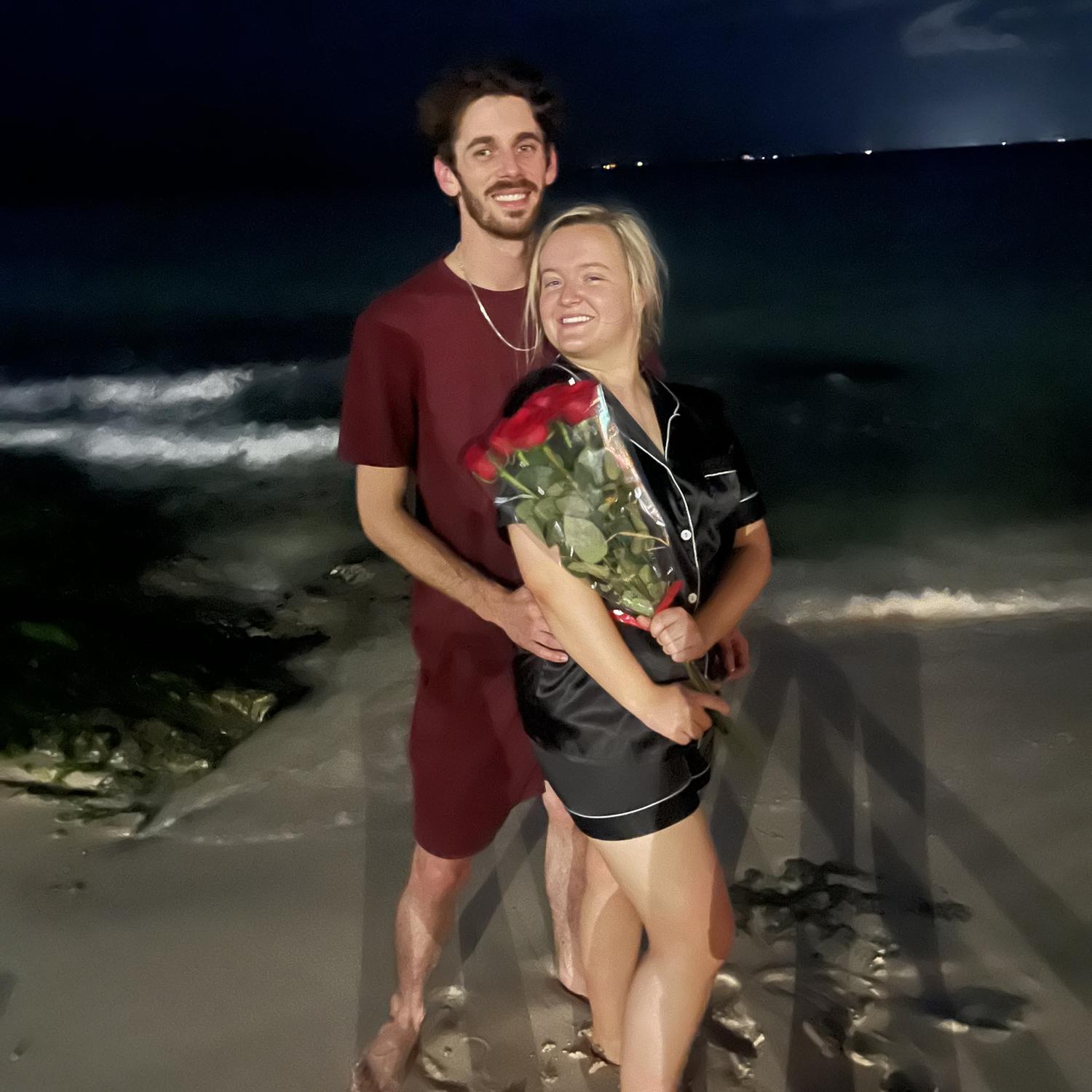 Tyler bought Cyrena flowers on the beach in Mexico! December 2021