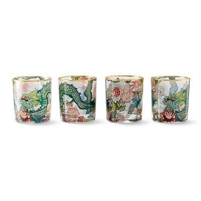 Schumacher Chiang Mai Dragon Double Old-Fashioned Glasses, Set of 4