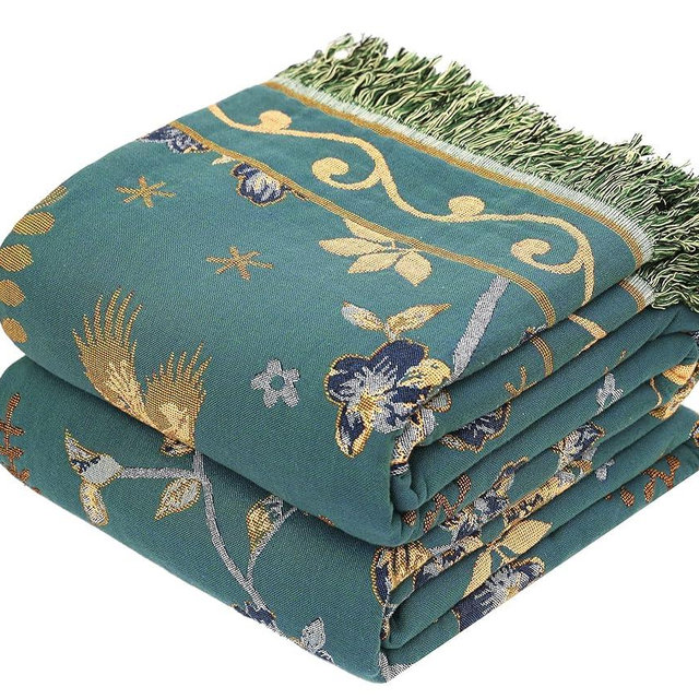 VANJOROY Large Boho 100% Organic Cotton Throw Blanket Ultra Soft Lightweight Reversible Blanket for Bed Sofa Couch Chair Bedspread Decor Gift, 60" x 80"-Teal