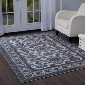 Bazaar Elegance Gray/Blue 8 ft. x 10 ft. Indoor Area Rug