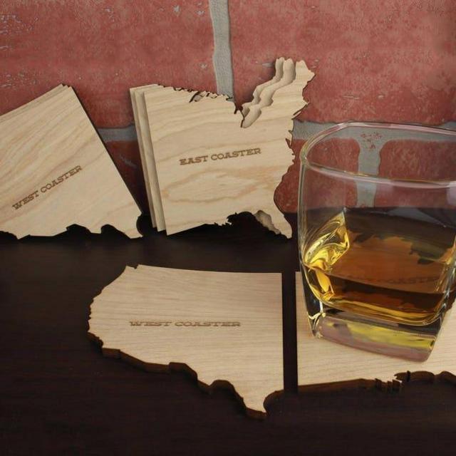 East Coaster/West Coasters, Set of 4 East Coaster/West Coasters, Natural Wood Coasters, Wedding Favors,