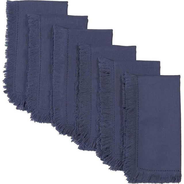 VHC Brands Farmhouse Tabletop Kitchen Haven Cotton Tobacco Cloth Solid Color Square Table Décor, Napkin Set 18x18, Navy