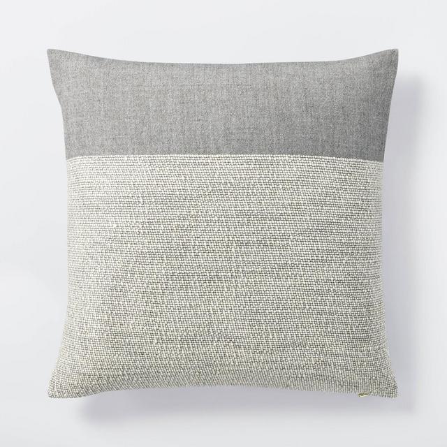 Oversized Color Block Square Throw Pillow Cream/Gray - Threshold™ designed with Studio McGee