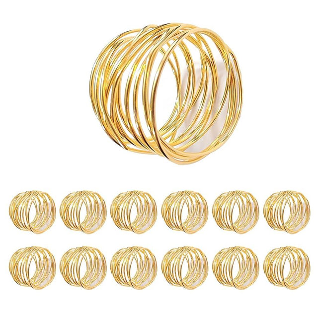 Gold Napkin Rings - 12 PCS Metal Napkin Rings(Twisted Wire) Napkin Holders Buckles for Family Dinner, Wedding, Party,Table Decorations