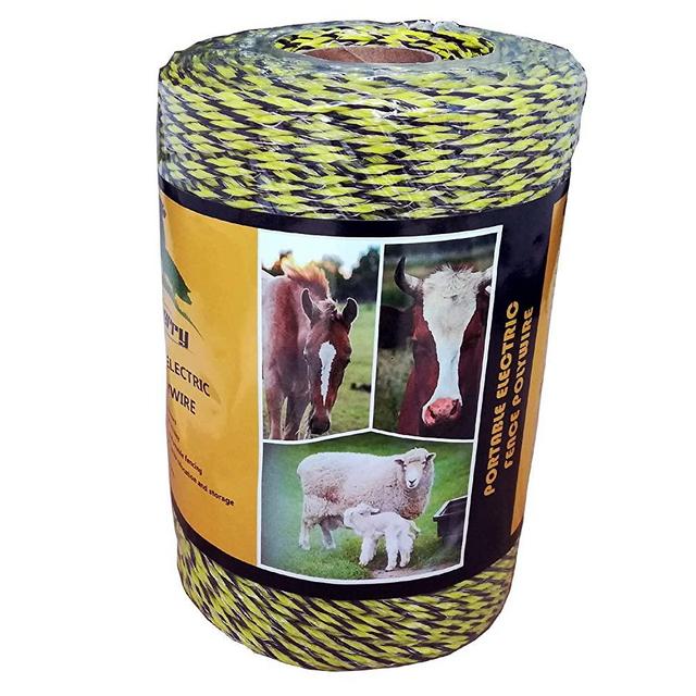 Farmerry 1312 Feet Portable Electric Fence Polywire with 6 Conductors, Yellow and Black, 400 Meters