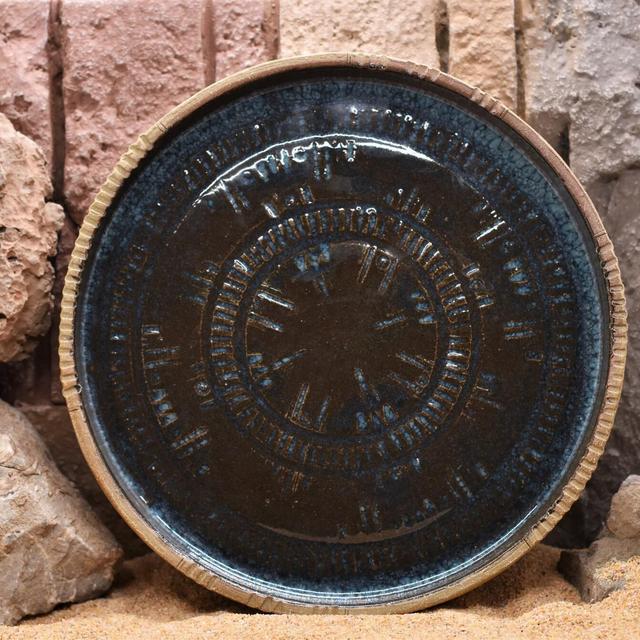 Unique Ceramic Plate, Neo Ancient, Stoneware, Handmade, Wheel-thrown, Natural, Patterns, Plate, Food safe