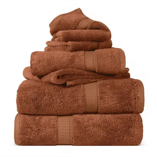 Luxury Egyptian Cotton Heavyweight Absorbant Ultra-Plush 6 Piece Towel Set, Rust - Blue Nile Mills