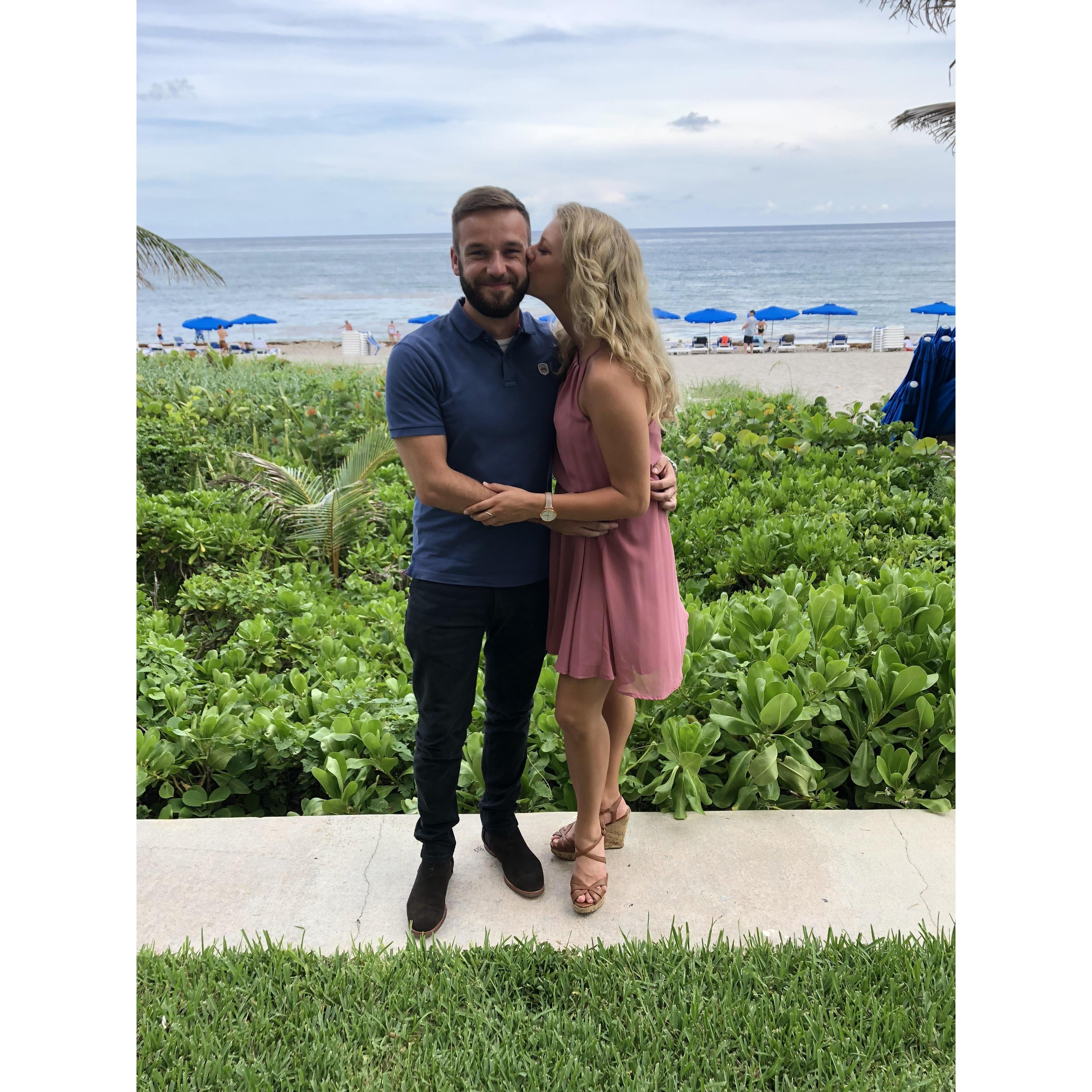 The first time Lewis visited Ashley in America (off of the cruise ship).