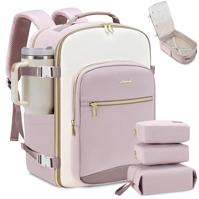 LOVEVOOK 50L Travel Backpack for Women & Men, Airline Approved Carry On Luggage with 3 Packing Cubes, TSA Overnight Bags, Waterproof Personal Item Bag, Weekender Essentials Backpacks fits 17" Laptop