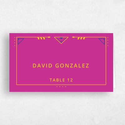 Fuchsia, Pink Wedding Place Card - Sona