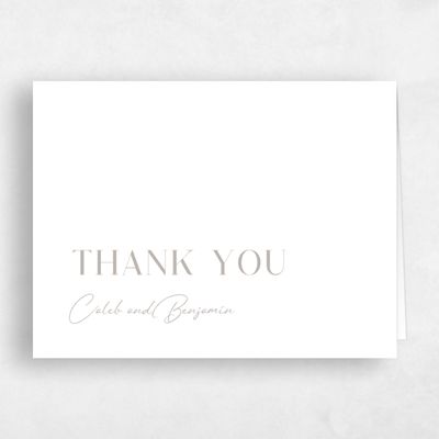Oatmeal, Grey Wedding Thank You - Latona Landscape Letterpress