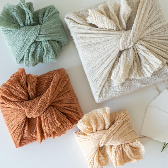 Furoshiki reusable gift wrapping Japanese wrapping cloth hand dyed gauze fabric wrapping reusable simle gift wrapping for events