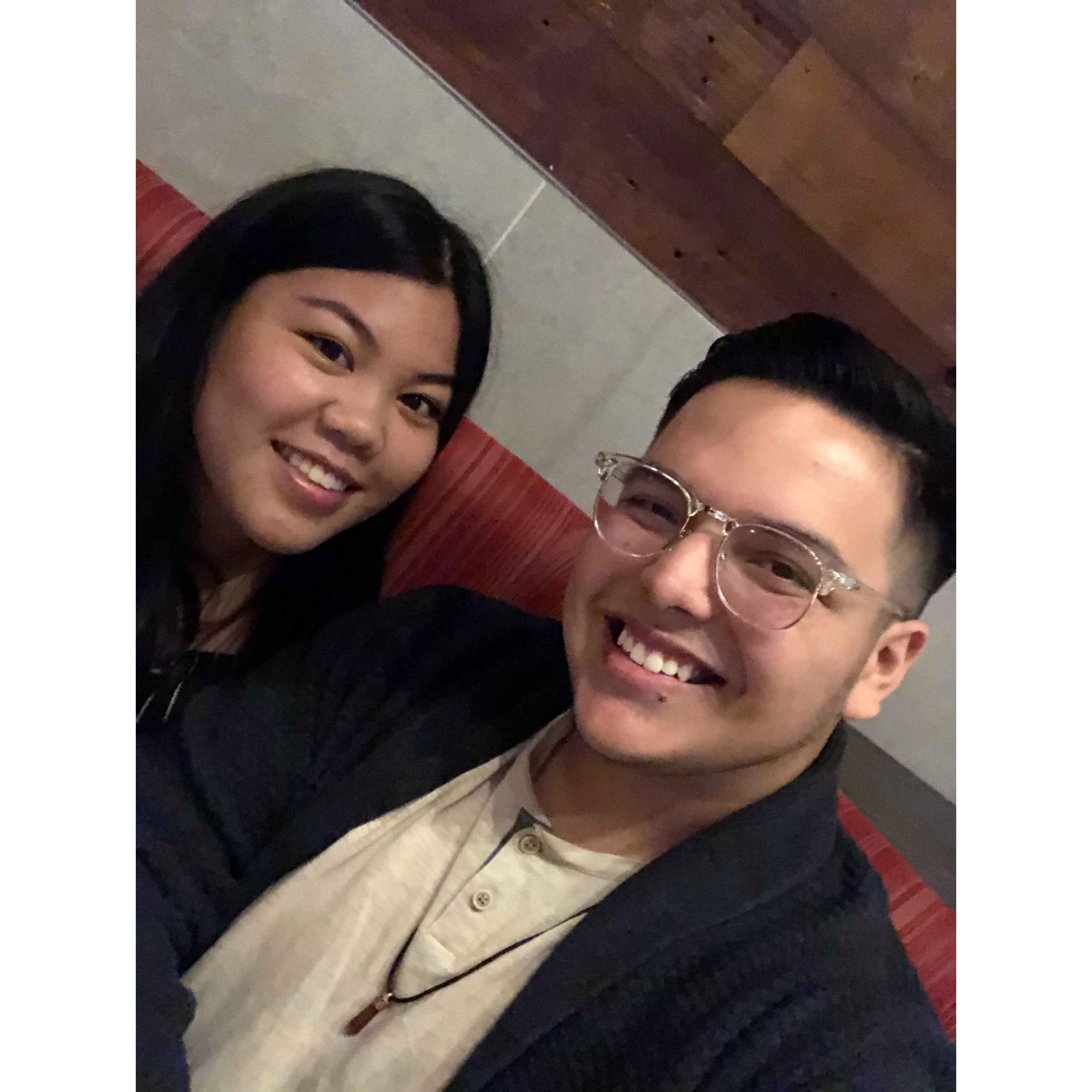 Our first-anniversary photo as a couple