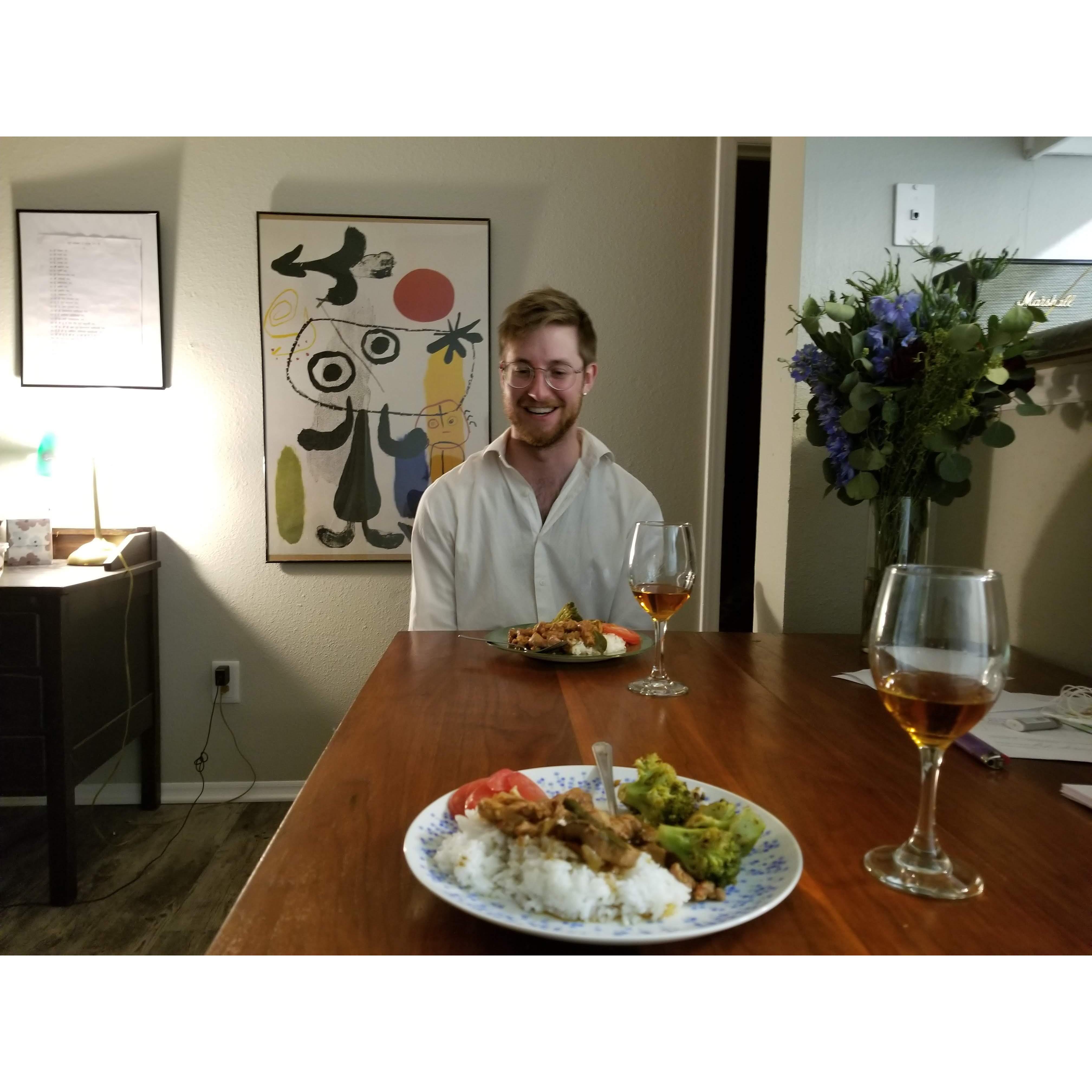 Meeting in the fall of 2020, we didn't have the luxury of eating in restaurants safely but we always had the luxury of Samuel's cooking