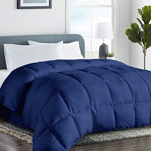 COHOME Queen/Full 2100 Series Summer Cooling Comforter Down Alternative Quilted Duvet Insert with Corner Tabs All-Season - Plush Microfiber Fill - Reversible - Machine Washable - Navy