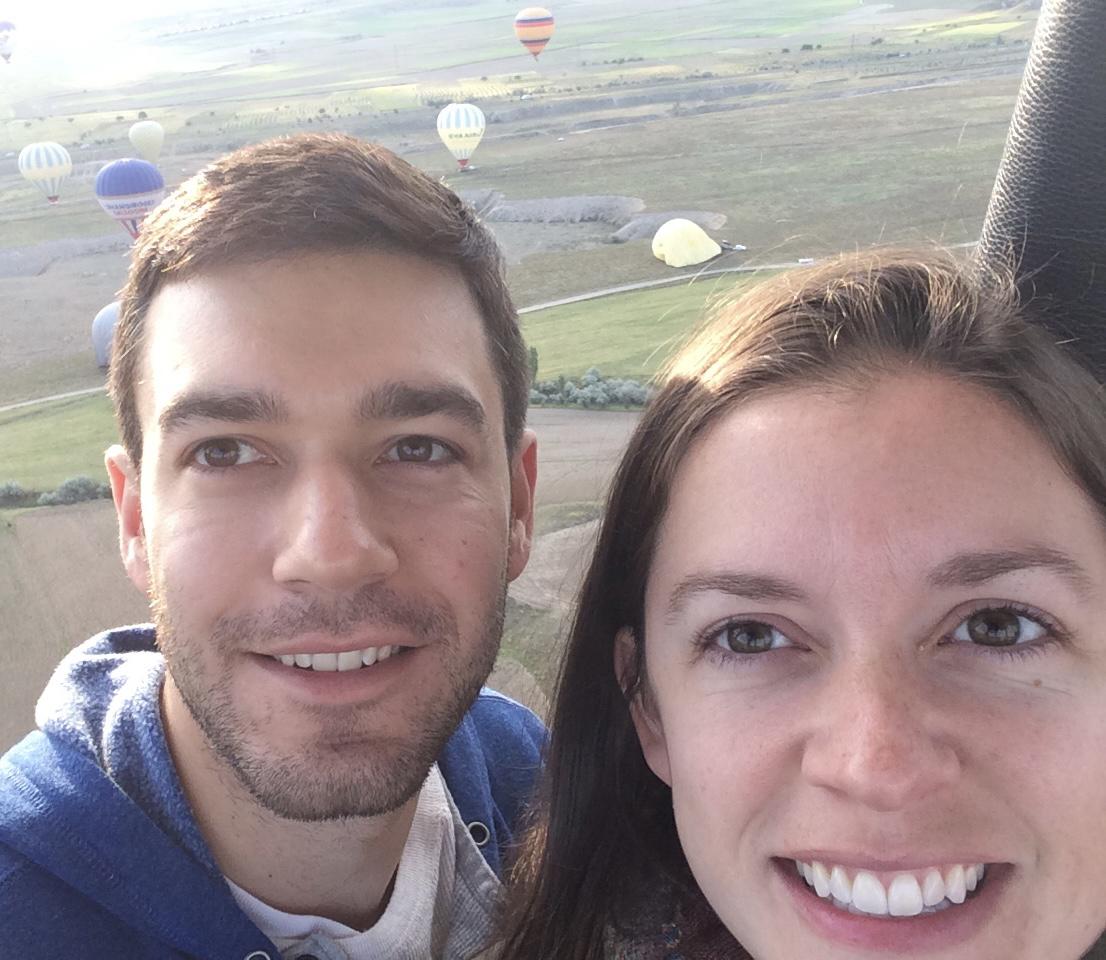 Jane brought Steve to Turkey, her favorite place in the world where she used to live for 2 years.  This photo is from a hot air balloon in Cappadoccia!