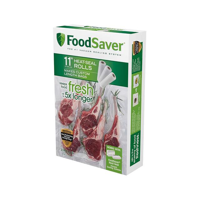 FoodSaver 11" x 16' Vacuum Seal Roll | Make Custom-Sized BPA-Free Vacuum Sealer Bags | 3-Pack