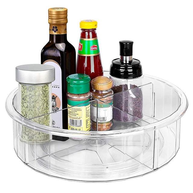 Lazy Susan, lazy susan spice rack organizer for cabinet, Organization for Pantry, Countertop, Shelf, Table, Vanity, Bathroom, 11.8 Inches, Clear…