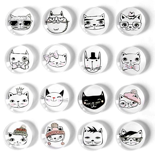 (Update) Cosylove 16pcs Cute Cat Refrigerator Magnets, Crystal Glass Fridge Magnets for Office Cabinets, Whiteboards, Photos, Decorative Magnets