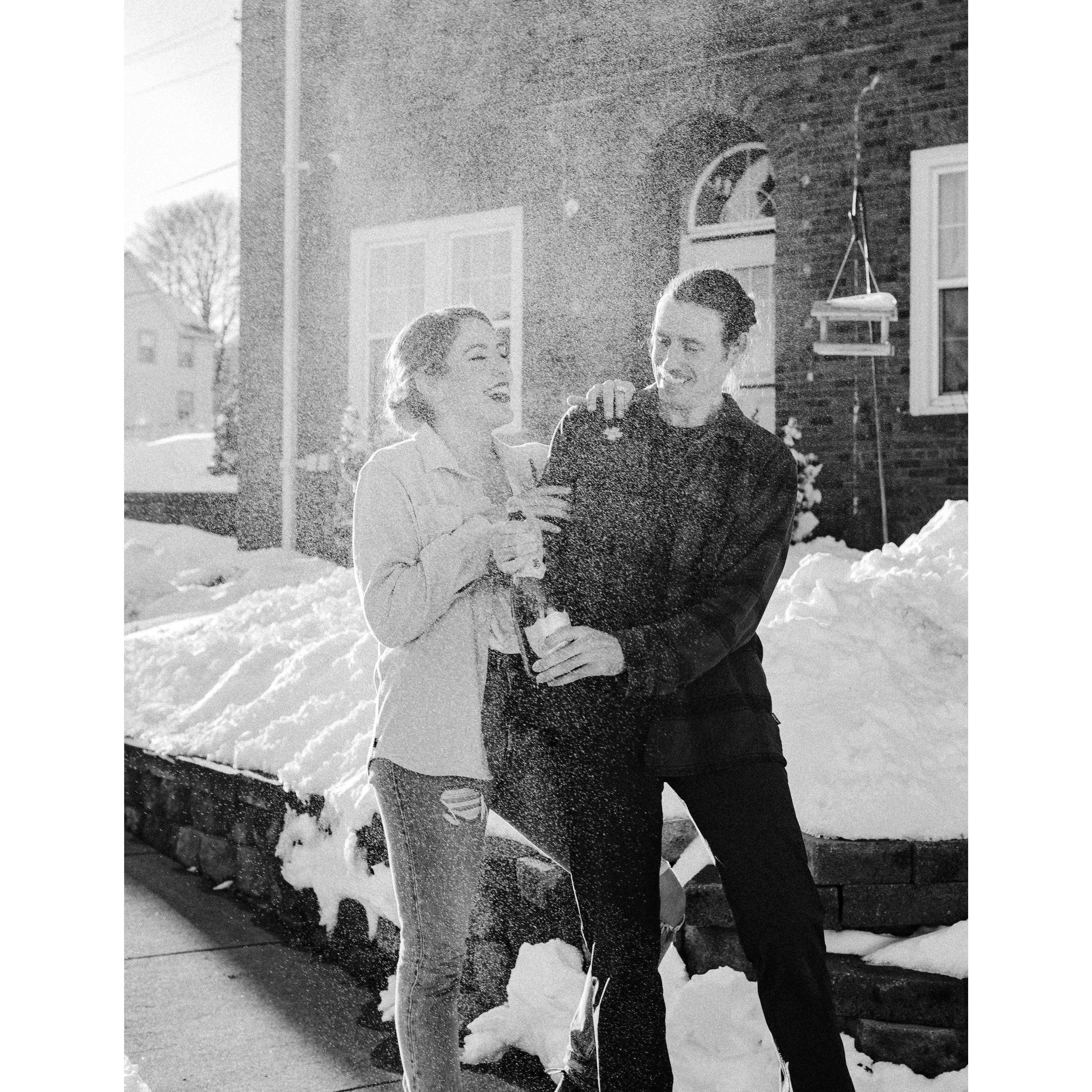 Day after our engagement - Our friend Shelby let us celebrate fully