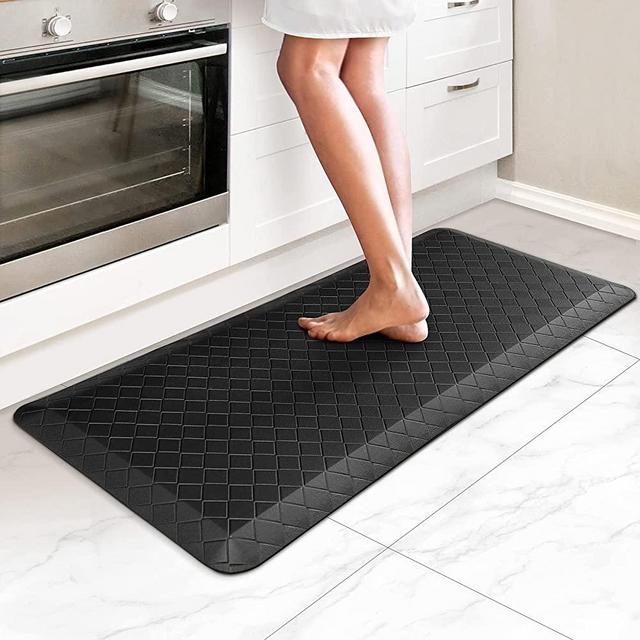 HappyTrends Kitchen Floor Mat - 3/4 Inch Thick Anti-Fatigue Kitchen Rug,Waterproof Non-Slip Kitchen Mats and Rugs Heavy Duty Ergonomic Comfort Rug for Kitchen,Office,Sink,Laundry,(17.3" x 39", Black)