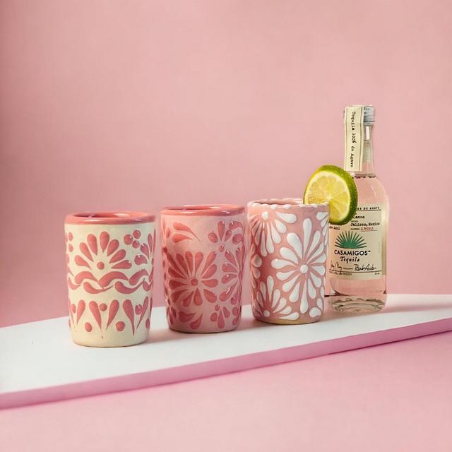 PINK White Talavera Bachelorette Party Weekend Glass (1pz) - Bridal Party Favors - Bridesmaid Shot Glasses - Getting Married