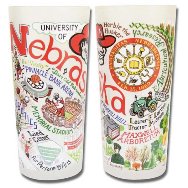 Nebraska Cornhuskers 15oz Hand Illustrated Frosted Pint Glass - White