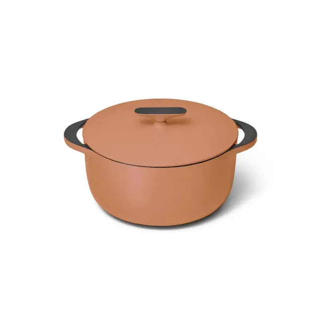 Caraway Home Enameled Cast Iron Dutch Oven with Lid Rust: 6.5 Qt, Terracotta Pink, Hand Wash, Electric & Gas Compatible