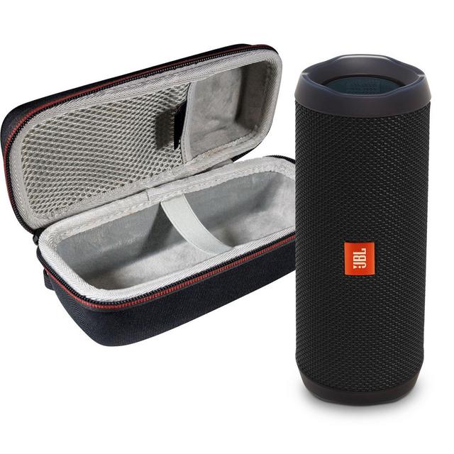JBL Flip 4 Portable Bluetooth Wireless Speaker Bundle with Protective Travel Case - Black