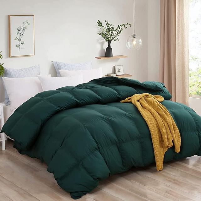 L LOVSOUL Goose Down Comforter King All Season Duvet Insert Green Down Feather Comforter 1200 Thread Count 700+ Fill Power 100% Egyptian Cotton Duvet Insert 106x90inches