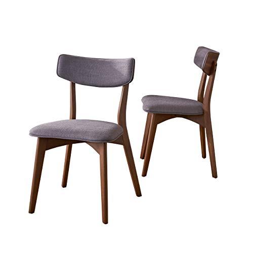 Christopher Knight Home Molly Mid Century Modern Dark Grey Fabric Dining Chairs with Natural Walnut Finished Rubberwood Frame (Set of 2)